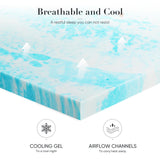 DUMOS Memory Foam Mattress Topper Full, 3 Inch Thick Gel Infused Bed Toppers for Full Size Bed, Cooling Soft Mattress Pads for Sleeper Sofa, RV, Camper, CertiPUR-US Certified, Blue DUMOS
