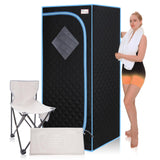 Wizzisauna Portable Infrared Sauna for Home Spa | Full Size 1 Person Sauna | Full Size Far Infrared Sauna Tent | with Heating Foot Pad, Portable Chair, (L29.1 x W29.1 x H66.5, Black) Wizzisauna
