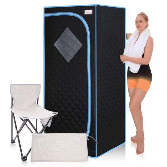 Wizzisauna Portable Infrared Sauna for Home Spa | Full Size 1 Person Sauna | Full Size Far Infrared Sauna Tent | with Heating Foot Pad, Portable Chair, (L29.1 x W29.1 x H66.5, Black)