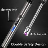 2 Pack Candle Lighter Electric Arc Long Lighter Flex Neck Utility Lighter Butane Torch Lighter Rechargeable USB Lighter Refillable Gas Jet Flame Windproof Lighter for Camping BBQ Grill Gas Stove Laffizz