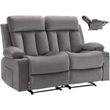 VEVOR Loveseat Recliner Sofa, Power Reclining Couch with Heating and Massage, Soft Velvet Electric Recliner Sofa with USB Ports, Cup Holders and Side Bags, Dual Loveseat Chair for Living Room, Grey VEVOR