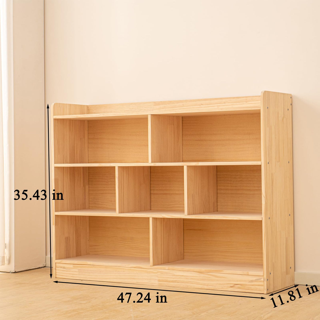 ChubanCraft 3-Tier 7-Compartment Wooden Storage Cabinet for Kids - Natural Finish Classroom Organizer ChubanCraft