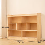 ChubanCraft 3-Tier 7-Compartment Wooden Storage Cabinet for Kids - Natural Finish Classroom Organizer ChubanCraft