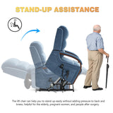Trustyue Dual Motor Power Lift Recliner Chair, Lift Chair with Massage and Heat for Elderly, Lay Flat Recliner, Standing Assistance, Infinite Position Reclining, Living Room Chair, Chenille, Blue Trustyue