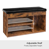 HOOBRO Shoe Storage Bench with Padded Cushion, Entryway Bench with Flip-Open Storage Box and Adjustable Shelf, Shoe Rack with Hidden Compartment, for Entryway, Living Room, Rustic Brown BF40HX01 HOOBRO