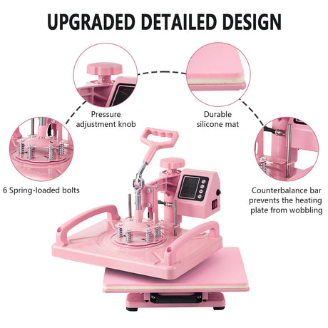 Hitgrand Heat Press Machine 12x15 inch, Heat Press Machine for T-Shirts, 8 in 1 Heat Press with 30 OZ Tumbler Press, Combo Tumbler Heat Press Machine Sublimation for Hat Cap Mug Plate Hitgrand