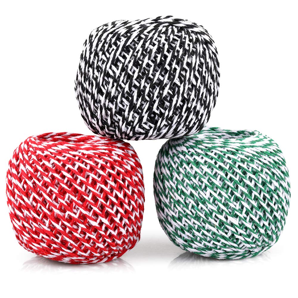 Joycraft 984ft Christmas Cotton String Balls, 2mm Cotton Bakers Rope, Durable for Arts, Craft, Gift Wrap, Meat Prep, Baking, Gardening & Butchers (3pcs x 328ft) joycraft