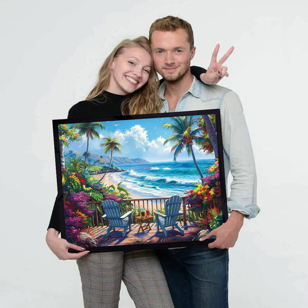 Tiwabb 3 Pack Beach Leisure Diamond Art Kits for Adults Beginners,Diamond Painting Kits for Adults,5D Full Drill DIY Diamond Dot Gem Art Kit Wall Home Decor Arts Craft 12x16 inch Tiwabb