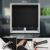 Blackout Roller Window Shades, Cordless Roller Shades, No Tools No Drill Pull Down Room Darkening Window Shades, Blackout Blinds for Bedroom Windows Home and Office(36''W x 72''H, Black) SAUIRS