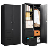 Letaya Metal Storage Cabinets with Drawers, Staff Locker with Lock Door and Shelves-Wardrobe Clothing/File/Tool Storage for Office, Home, School, Employee,Gym,Fire Department,Garage (Black) Letaya