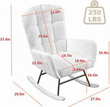 oaaktu Rocking Chair for Nursery, Upholstered Glider with High Backrest, Nursery Rocker Comfortable Stylish Accent Armchair for Living Rooms Bedrooms Offices (Beige Teddy) oaaktu