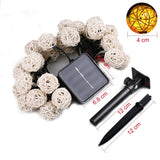 EONLYX Solar Rattan Ball String Lights, 30LED 20ft Rattan Ball Fairy Lights Waterproof Rattan Ball Garden Lights for Landscape Patio Christmas Party Wedding Decoration (Warm White) EONLYX
