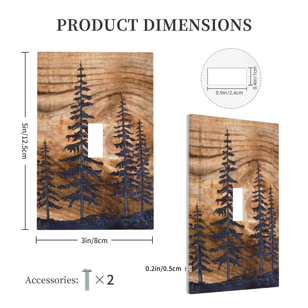 Rustic Pine Tree Wood Grain Light Switch Cover 1 Gang Single Toggle Brown Farmhouse Decorative Wall Plate Electric Faceplate For Kitchen Bedroom Bathroom (Plastic) Wyehjut