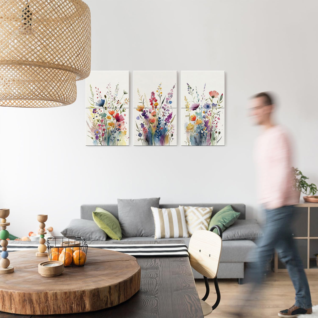 JBER Art Acoustic Panels, 6 Pack Self-Adhesive Large Wall Art Paintings for Wall Decoration, Sound Absorbing Panels for Recording Studio, Living room, Bathroom, 47.2" x 27" (Wild Flowers) JBER