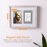Pearhead Pet Pawprints Wall Picture Frame and Clay Impression Kit - DIY Clay Paw Print, Memorial Keepsake Frame for Cat and Dog, Ideal Home Decor Gift for Pet Owners, 4x6 Photo, Distressed White Pearhead