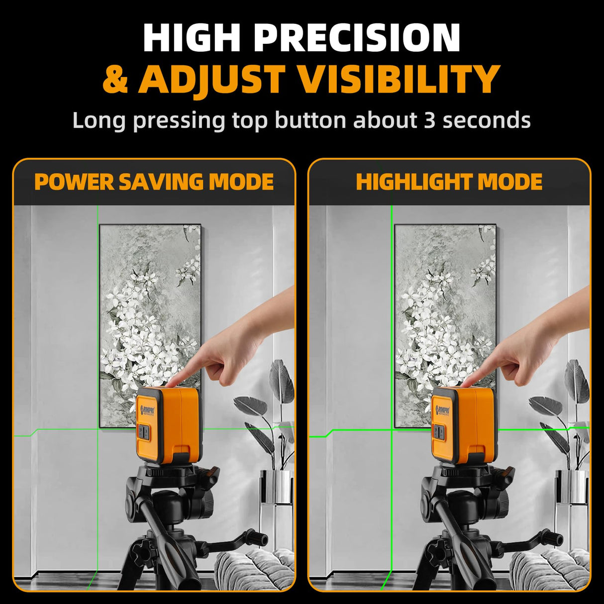 RONGPRO Laser Level Self Leveling - 98Ft/30M Dual Modules Green Cross Line Laser Leveler Tool for Indoor Outdoor Construction Picture Hanging Home Renovation RONGPRO