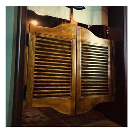 Cafe Swinging Doors,Retro Louvered Café Interior Saloon Swing Solid Wood Door,Wooden Double Door Door Bar Kitchen Fence Half Waist Door,Custom ,Auto Close ( Color : B , Size : W90xH80cm(35.43x31.49in) QWEASDF