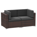 Amopatio Outdoor Patio Couch, Rattan Patio Furniture Set with Non-slip Cushion, 2 Pieces Outdoor Armrest High Back Sectional Sofas Suitable for Terrace, Poolside, Garden, Gery Amopatio