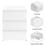 Yaheetech Nightstand with 3 Drawers, Wooden Bedside Table with Storage, Small Bedside Storage Cabinet Unit with Sturdy Base for Bedroom/Small Space, White Yaheetech