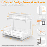 2 Pack Under Sink Organizer, 2-Tier Heavy Duty Metal Pull Out Cabinet Organizer Slide Out Sink Shelf Organizer Height Adjustable, Multi-Purpose Storage Shelf for Kitchen Bathroom (White,2 Pack) Toyear