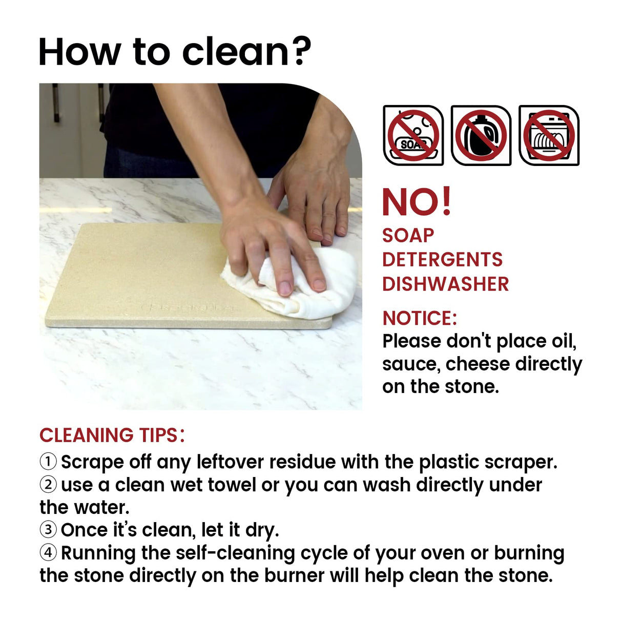 ROCKSHEAT Pizza Stone, 15"x12" Rectangular Pizza Stone for Oven Grill BBQ, Cordierite Baking Stone for Bread, Unique Built-in 4 Handles Cooking Stone ROCKSHEAT