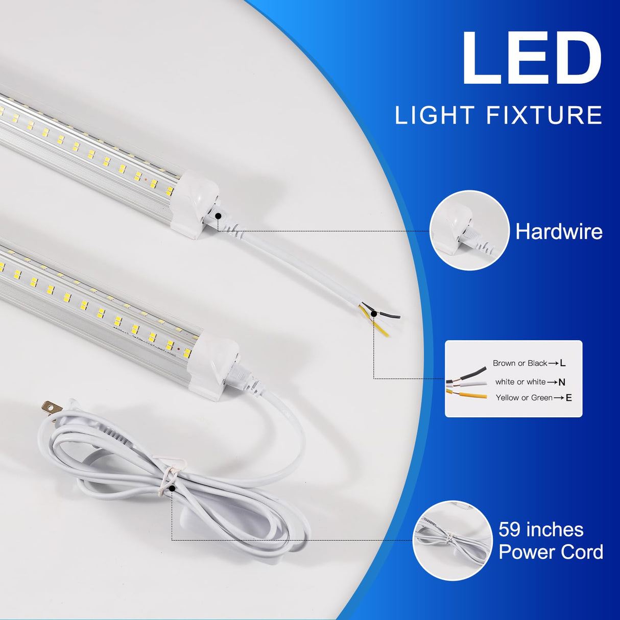 XLNYUUI Led Shop Lights, 4FT LED Light 50W 6500K 7000LM Led Daylight,Led Garage Light,Linkable Clear Cover Integrated V-Shape for Garage Warehouse Workbench Workshop(2-Pack) XLNYUUI