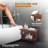 AK Decor 21" Teak Shower Bench for Inside – Luxury Spa-Style Comfort, FSC Certified Durable Teak Wood, Water-Resistant, Ergonomic Seat, Anti-Skid Stability and Enclosed Storage Shelf, 350 lbs Capacity Ak Decor
