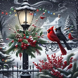 mjcakrn Christmas Diamond Art Kits for Adults - Cardinal Birds Diamond Painting Kits for Adults, 5D DIY Full Round Drill Paint with Diamonds Dots Gem Art Crafts Kits for Home Decor Gift 14x14inch mjcakrn