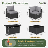 Aoxun 12 Piece Patio Furniture Set with 44” Fire Pit Table Wicker Rattan Patio Sectional Sofa Set Outdoor Seating Furniture with Thickened Cushion, Grey Aoxun