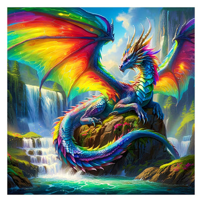 FHBUBPUP 5D Dragon Diamond Painting Kits for Adults, Dragon Diamond Art Kits for Beginners, DIY Full Drill Round Diamond Dot Gem Art, Craft Gift Suitable for Home Wall Decoration 12×12Inch