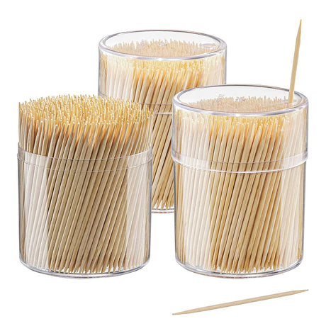 Comfy Package [1500 Count Bamboo Toothpicks Wood, Round Double-Pointed Tooth Picks Wooden - Toothpicks for Appetizers, Fruits and Teeth Cleaning Comfy Package