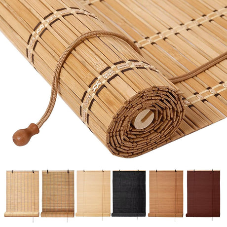 Bamboo Blinds, Easy to Install Bamboo Shades for Indoor Windows, Custom Sizes Roller Shades for Indoor Windows, Roll Up Blinds Indoor Outdoor Patio BAYUE