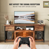 ALLSTAND TV Stand for 55 60 65 Inch TV, Entertainment Center with Fabric Drawers & Storage Cabinets, Industrial Media Console Table with Soundbar Shelf for Living Room, Bedroom, 55 Inches Rustic Brown ALLSTAND