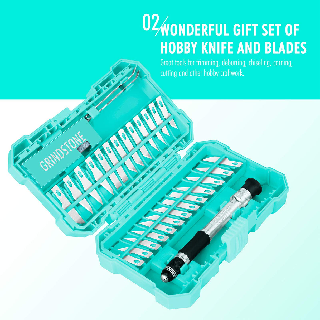 FantastiCAR 29pcs Craft Knife, Precision Cutter Hobby Knife Blades Set for Art Work, Scrapbooking, Stencil, Architecture Modeling, Wood Leather Working (Aqua Blue) FantastiCAR