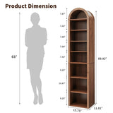 Tall Narrow Arched Bookshelf, 8-Tier Skinny Arch Bookcase for Small Space, Freestanding Storage Organizer with Adjustable Shelves, Open Display Shelves for Living Room, Entryway, Bathroom (Walnut) Turtle&Myrtle