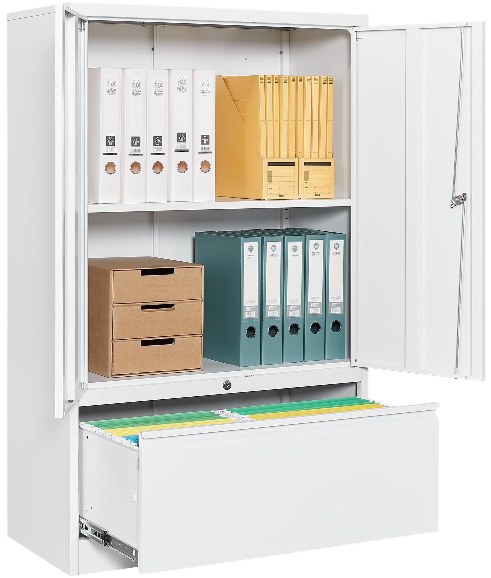 SISESOL Metal Storage Cabinet with Drawer,White File Cabinets, Locking Steel Storage Cabinet with Doors and Shelves for Home,Office,Warehouse,Garage,School,Fit A4/Letter/Legal File (1 Drawer) - WoodArtSupply