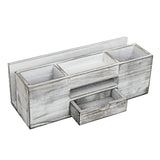 Liry Products Whitewashed Wooden Desktop Organizer Multiple Compartments Rack Shelf Drawer Tabletop Wood Storage Cabinet Office Supplies Caddy Document Stationery Holder Accessory Sorter Vanity Home ExoLiry