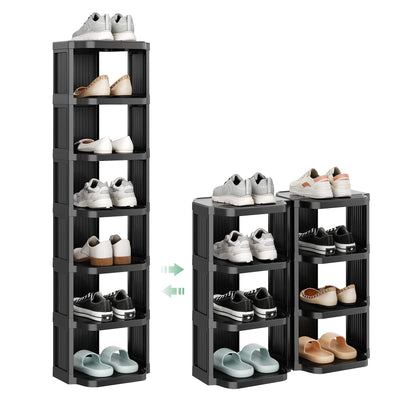 Kitstorack Vertical Shoe Rack: 8 Tiers Stackable Shoe Rack for Closet DIY Free Standing Shoe Organizer Small Shoe Shelf for Small Spaces and Narrow Spaces Plastic