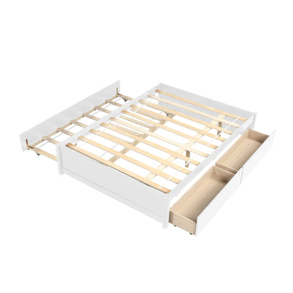 Bellemave White Full Size Bed Frame with Trundle and 2 Storage Drawers - WoodArtSupply