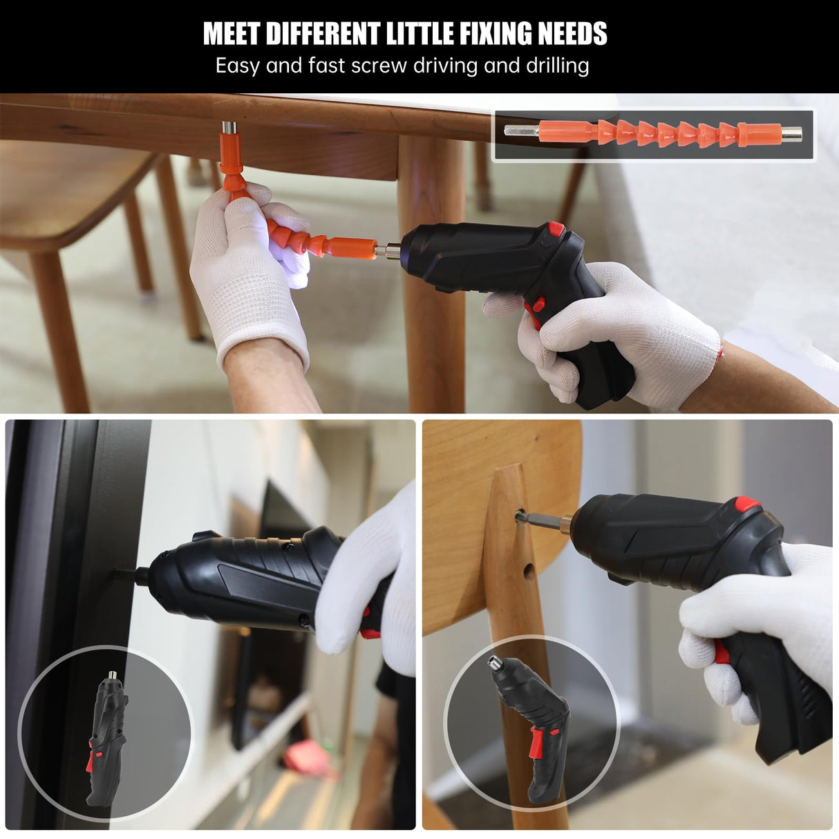 Rechargeable Electric Screwdriver Portable Set, 3.6V with 47pcs Cordless Accessories, Dual Position Handle and LED Headlight SENXINGYAN