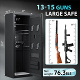 KAER 13-15 Biometric Gun Safe, Long Gun Safe for Home Rifle and Pistols with Fingerprint Lock, Ideal for AR15, Shotguns & Ammunition Storage | Unassembled Gun Cabinet for Home & Hunting Use KAER