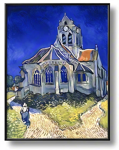 NineHorse Van Gogh Diamond Painting Kits Orville Church,5D Full Drill Diamond Art Kit Canvas Painting Gift for Adults, Home Decor(30x40cm/12x16 inches)