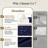 downluxe Outdoor Chair Cushions Set of 4 for Patio Furniture, Waterproof Square Corner Patio Chair Cushions with Ties, Memory Foam Outdoor Seat Cushion, 18.5" X 16" X 3", Navy downluxe