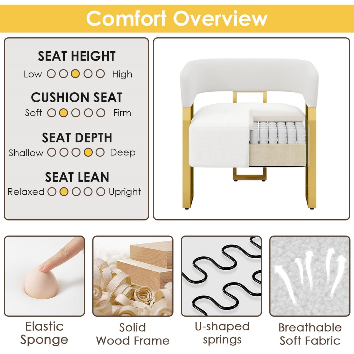 STHOUYN Modern White Accent Chair Set of 2, Boucle Barrel Chairs Set of 2, Arm Chairs for Living Room Bedroom (2, White) STHOUYN