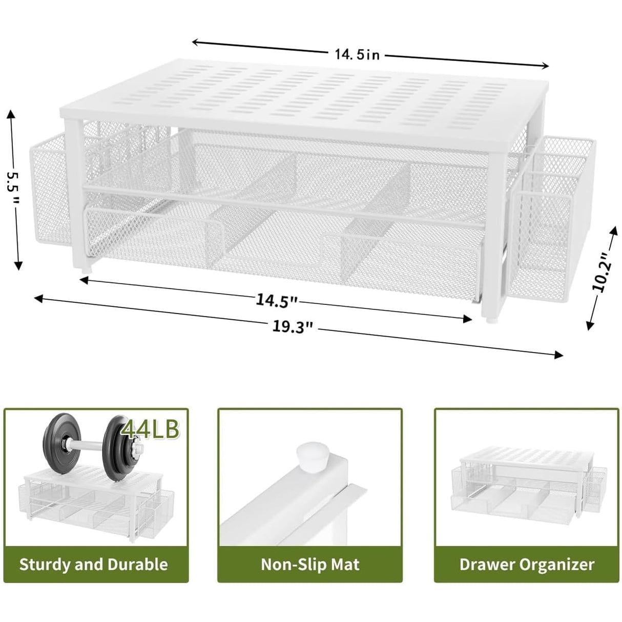 gianotter Monitor Stand Riser, Desk Organizer with Drawer and Pen Holder, 2-Tier Computer Stand, Desk Accessories & Workspace Organizers(White) gianotter