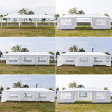 Simply-Me 10' x 30' Outdoor Canopy Tent White Wedding Gazebo Party Practical Waterproof Tent with Brighter Windows,5 Removable Side Walls Simply-Me