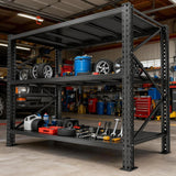 Notmise 4200LBS Metal Garage Shelving, Strong Load Bearing Heavy Duty Shelves, Industrial Steel Shelves, 5 Tier Adjustable Large Shelf Unit, Multifunctional Storage Rack, 67" W×63" H×19.6" D, Black Notmise