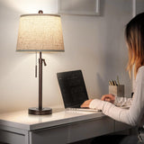 Table Lamps Set of 2, 22" to 30"Adjustable Height Bedside Lamps for Living Room 3 Color Temperatures Tall Nightstand Lamps Modern Brown Table Lamp for Bedroom Office End Table (Bulbs Included) JUNNAI