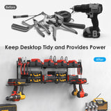 CCCEI Large Garage Tools Storage with Charging Station. Power Tool Battery Organizer Utility Shelf with Power Strip. 4 Drills Holder Wall Mount Rack. CCCEI