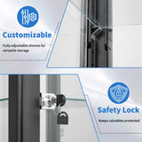 Desirable Life Glass Display Cabinet with 13-Color Light, 63" 4-Tier Curio Cabinet with Glass Door & Lock, Lighted Display Case with Adjustable Shelves for Collectibles Figures Trophy (Black) Desirable Life